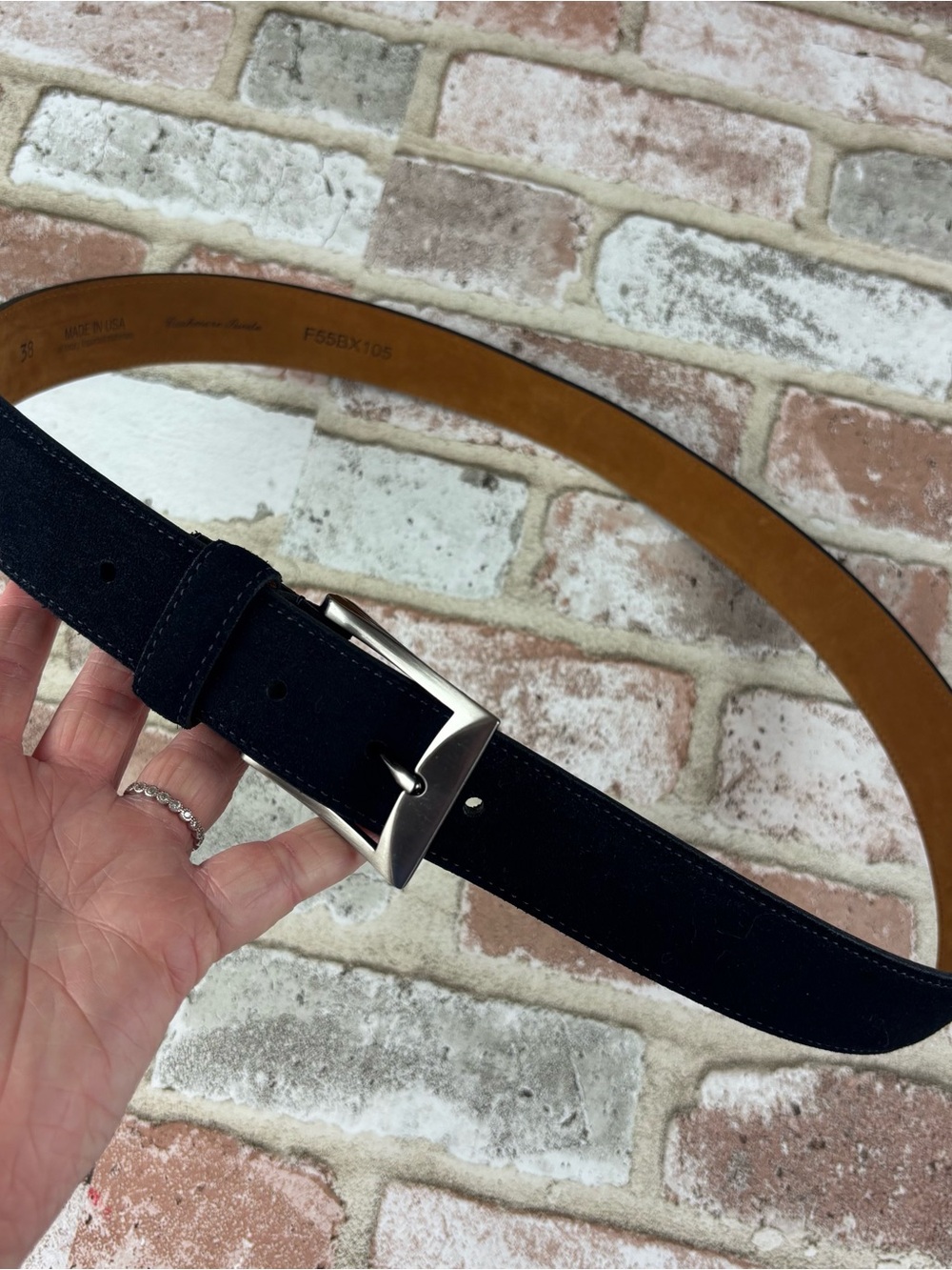 NWOT Cremieux Cashmere Suede Dress Belt Size 38 Mens - Picture 5 of 7
